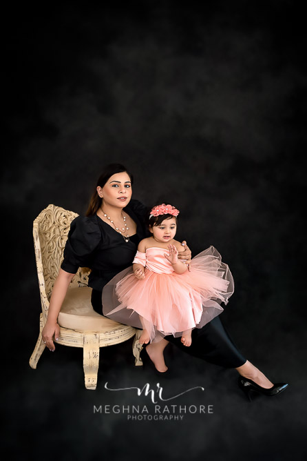 Mother and daughter duo posing together at meghna rathore photography in delhi gurgaon