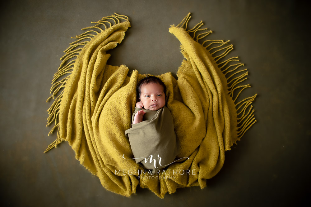 Newborn - July 2021 - 1 Month Old Newborn Baby Boy Photoshoot Creative Posing Using Props Delhi