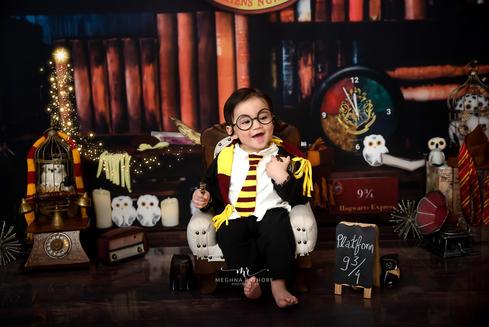 Kids Photoshoot - 1 Year Baby Boy Photoshoot With Boho, Travel and Harry Potter Theme.