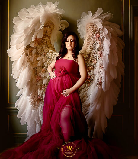 Maternity Gallery - Maternity Photoshoot in Rust, Hot Pink and Golden Drape Along With Many Artistic Edits.