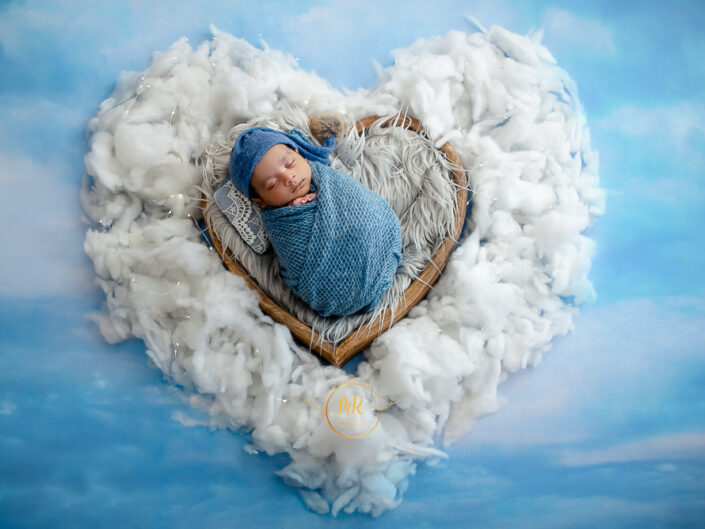Newborn Gallery - 32 Days Baby Boy Photoshoot Using Dreamcatcher, Boho with Blue, Yellow and Brown Colors