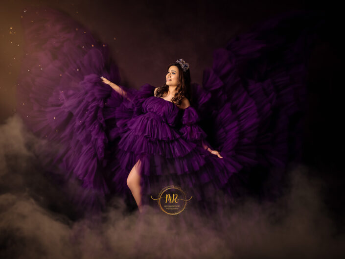 Maternity Gallery - Beautiful and Gorgeous Mommy To Be Flaunting In Mustard And Purple Premium Gowns