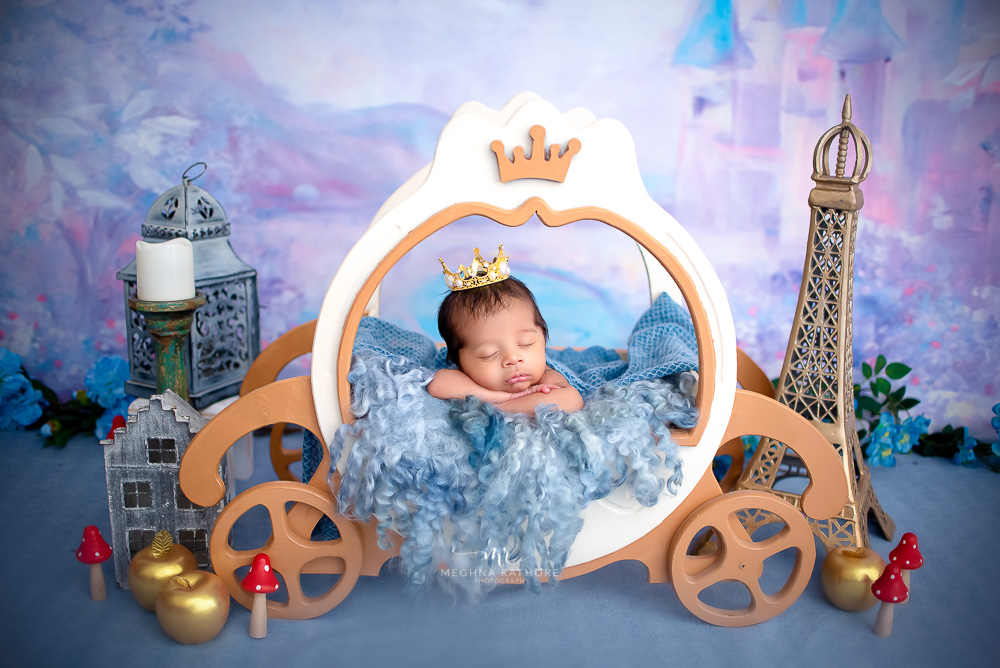 4 – Newborn Baby Photoshoot – Wooden Carriage Prop