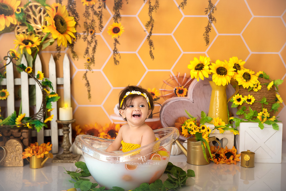 1 year old baby girl pre birthday photoshoot album, photo session by delhi best kid photographer