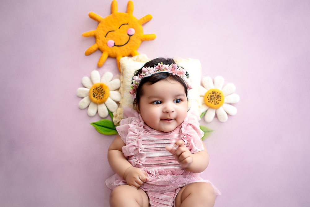 Baby Album - 3 Months Old Baby Girl Photoshoot with Props Ideas Setups By Meghna Rathore Delhi Gurgaon