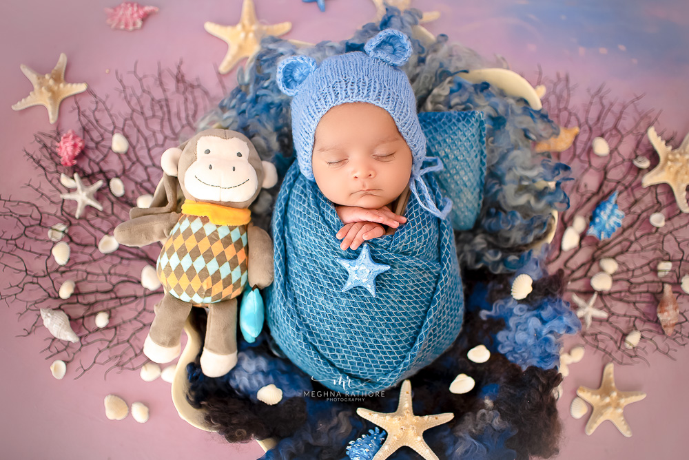 Newborn Album – 45 Days Old Newborn Baby Boy Photoshoot Amazing Themes Setup By Meghna Rathore Delhi