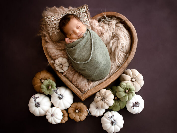Newborn Album – 32 Days Old Baby Boy Photoshoot with Creative Themes Setups By Meghna Rathore Delhi Gurgaon