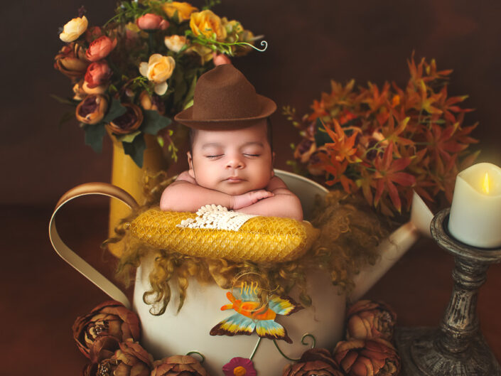 Newborn Gallery – 33 Days Boy Baby Photoshoot in Moon, Christmas, Vintage and Floral Theme.