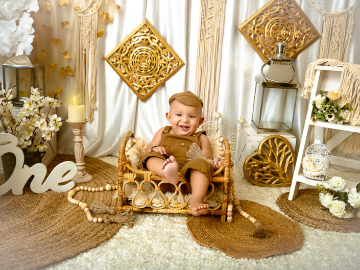 Kids Album - One Year Pre Birthday Photoshoot of Adorable Baby Boy in Boho and Jungle theme along With Mom and Me and Family Shoot