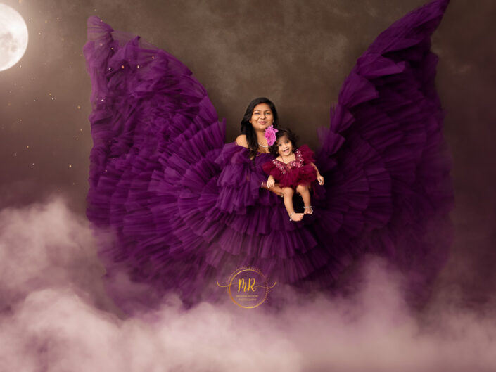 Kid Album – 1 Year Old Baby Girl Pre Birthday Photoshoot in Fall and Boho theme along with Family Portraits